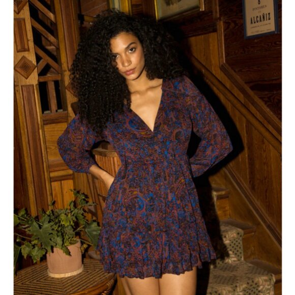 CLEOBELLA Nisha Mini Dress Paisley Lightweight Viscose Chiffon Size M - Picture 2 of 9